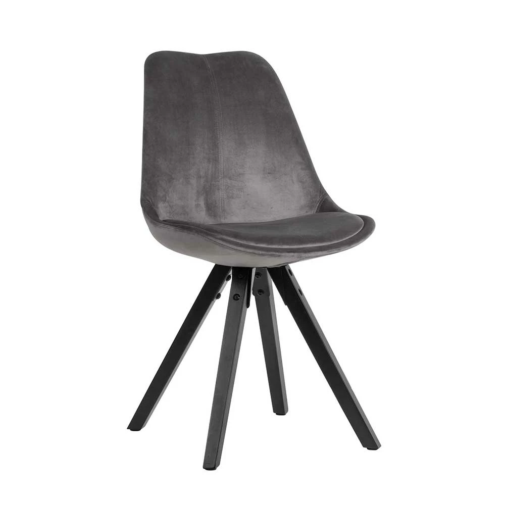 Grauer Schalenstuhl Mit Samtbezug - Bertino (2er Set)