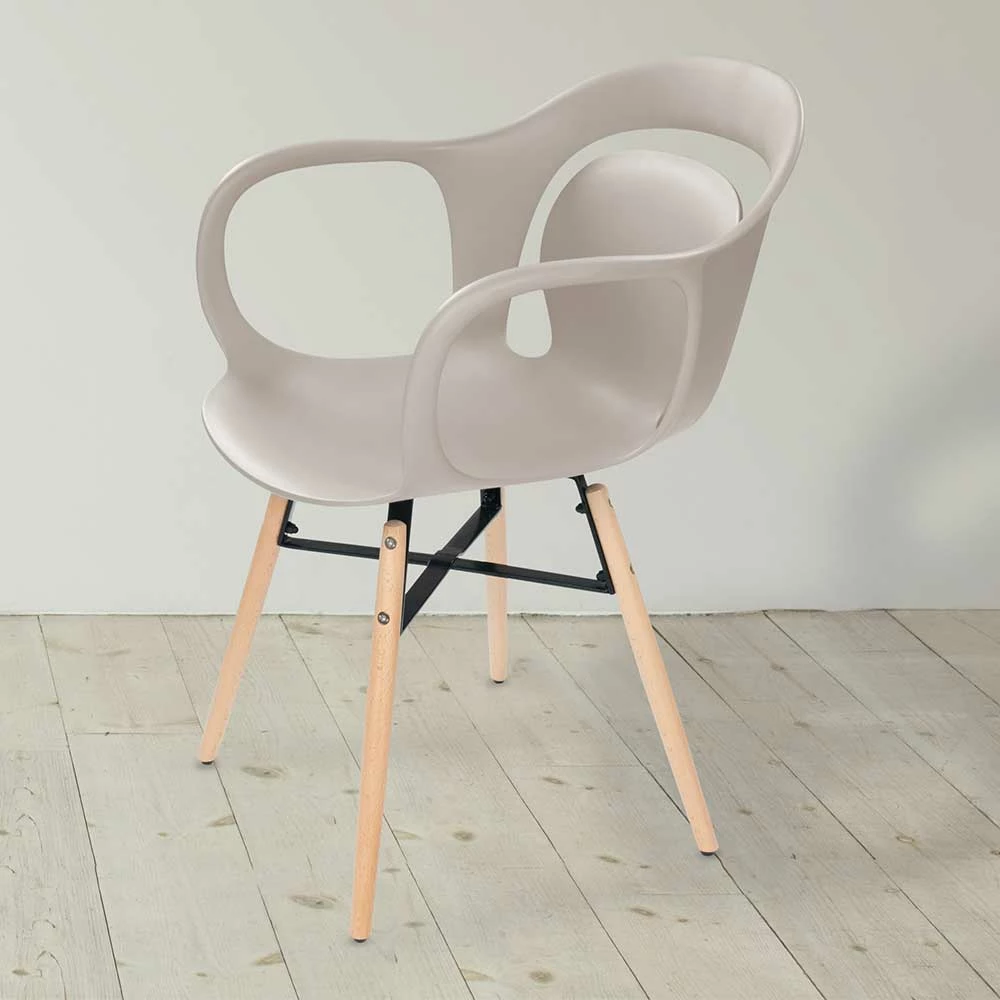 Günstiger Design Schalenstuhl in Beige - Ligurian (4er Set) Günstiger Design Schalenstuhl In Beige - Ligurian (4er Set) -Dariana shop guenstiger design schalenstuhl in beige kunststoff mit holz ligurian 02