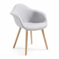 Hellgrauer Armlehnstuhl Enzigata Auf Holzgestell Buche (2er Set)