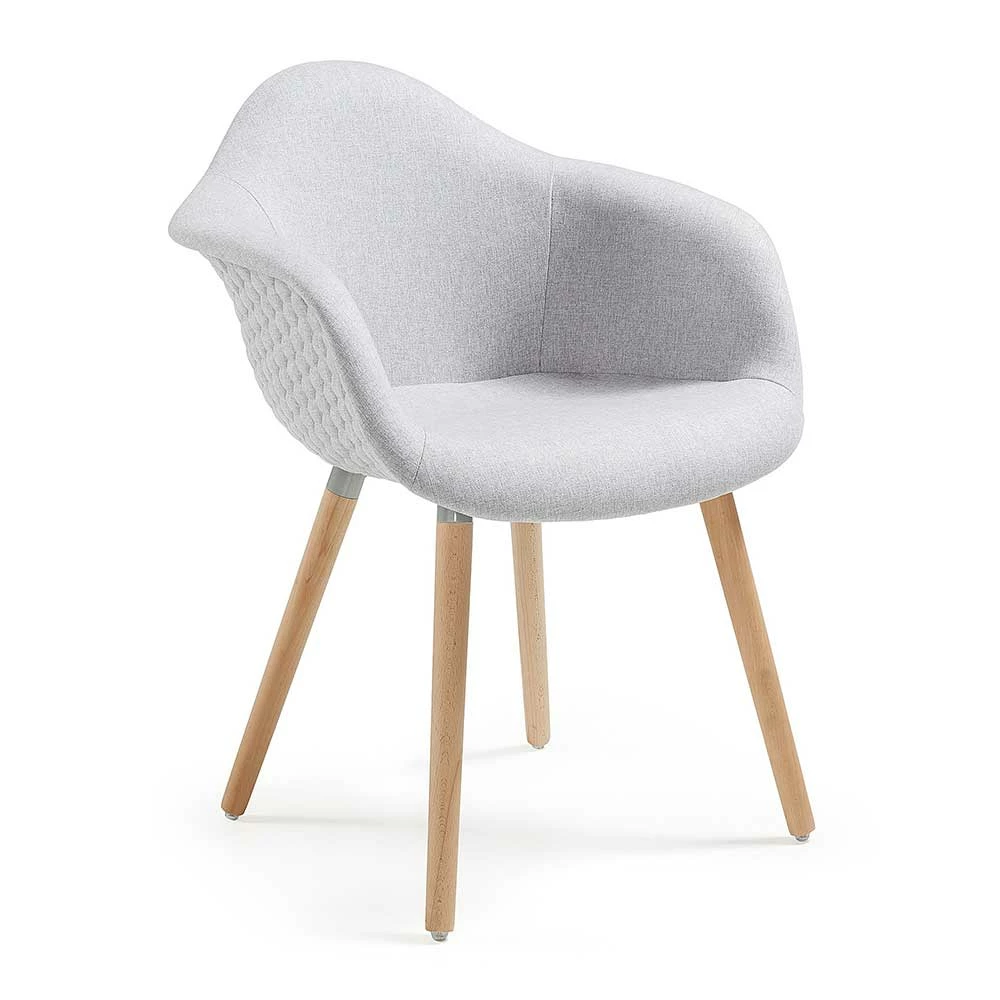 Hellgrauer Armlehnstuhl Enzigata Auf Holzgestell Buche (2er Set)