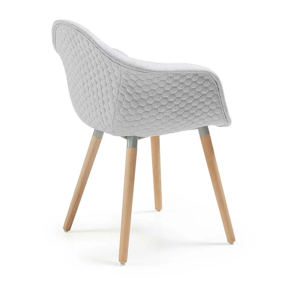 Hellgrauer Armlehnstuhl Enzigata Auf Holzgestell Buche (2er Set) - Image 3