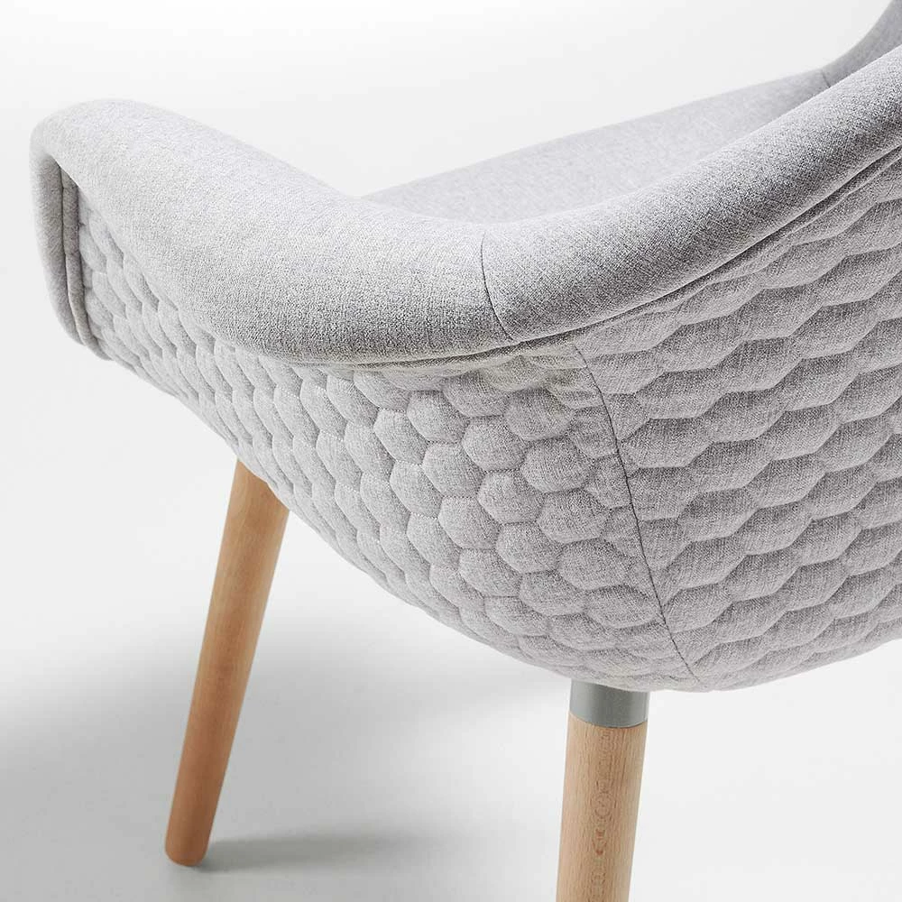 Hellgrauer Armlehnstuhl Enzigata Auf Holzgestell Buche (2er Set) - Image 4