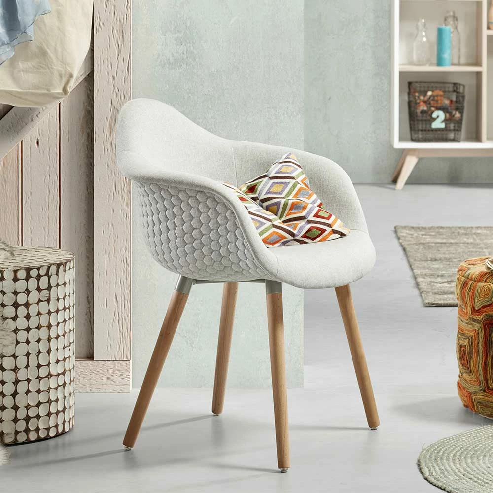 Hellgrauer Armlehnstuhl Enzigata Auf Holzgestell Buche (2er Set) - Image 6