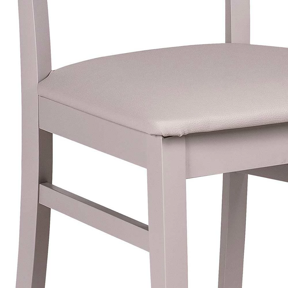 Hellgrauer Holzstuhl Buche Massiv Kingston Mit Sitz Kunstleder (2er Set) - Image 3