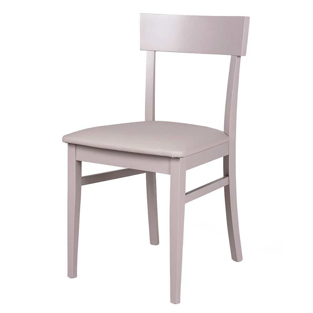 Hellgrauer Holzstuhl Buche Massiv Kingston Mit Sitz Kunstleder (2er Set)