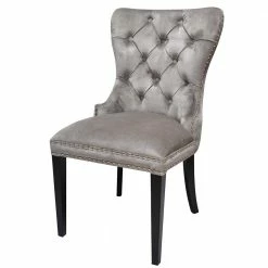 Hellgrauer Polsterstuhl Mit Knöpfen & Nieten - Hokulani