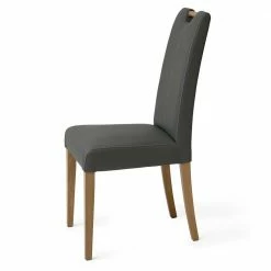 Hochlehner Polsterstuhl Aus Kunstleder - Secionas -Dariana shop hochlehner polsterstuhl aus kunstleder in grau mit holzbeinen eiche secionas 02