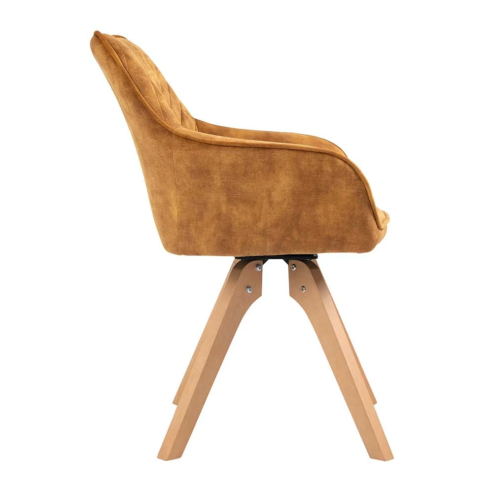 Hochwertiger Armlehnstuhl in Gold Samtstoff - Ongo Hochwertiger Armlehnstuhl In Gold Samtstoff - Ongo -Dariana shop hochwertiger armlehnstuhl in gold samtstoff mit holzbeinen aus buche ongo 03