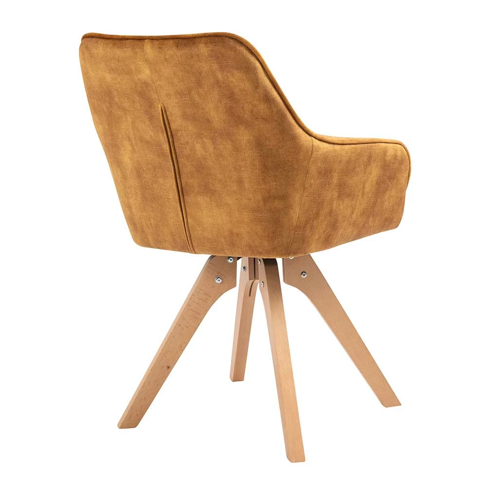 Hochwertiger Armlehnstuhl in Gold Samtstoff - Ongo Hochwertiger Armlehnstuhl In Gold Samtstoff - Ongo -Dariana shop hochwertiger armlehnstuhl in gold samtstoff mit holzbeinen aus buche ongo 04