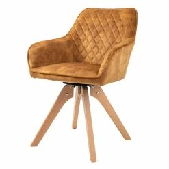 Hochwertiger Armlehnstuhl In Gold Samtstoff - Ongo