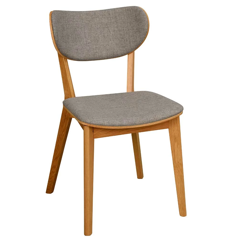 Holz Küchenstuhl Mit Stoff Hellgrau - Olessia (2er Set) - Image 2