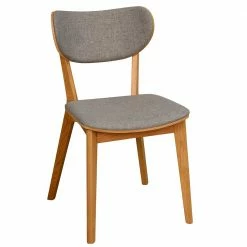 Holz Küchenstuhl Mit Stoff Hellgrau - Olessia (2er Set)