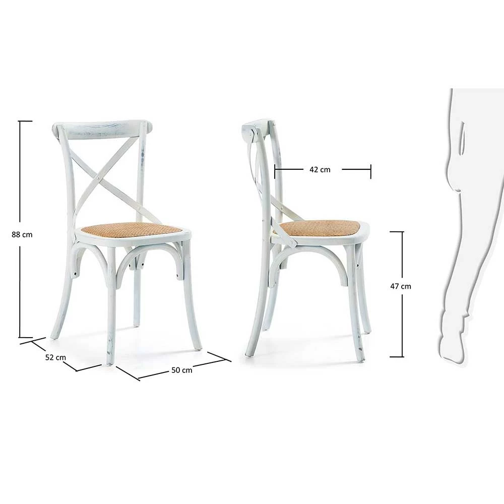 Kaffeehausstuhl Cristalcio In Weiß & Natur (2er Set) - Image 6