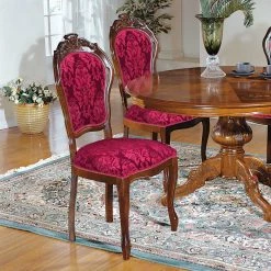 Klassischer Essstuhl In Dunkelrot - Vennezo 5 Klassischer Essstuhl In Dunkelrot - Vennezo -Dariana shop klassischer essstuhl in dunkelrot und nussbaum barock design vennezo 03