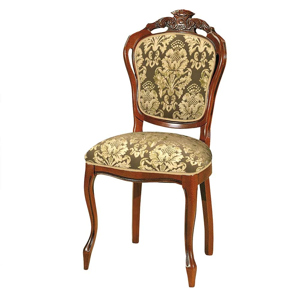 Klassischer Polsterstuhl Aus Massivholz & Webstoff - Vennezo