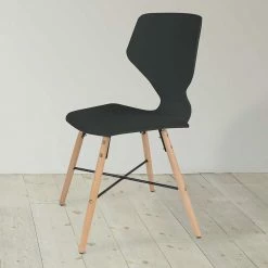 Küche Schalenstühle In Schwarz - Roswito (4er Set) -Dariana shop kueche schalenstuehle in schwarz aus kunststoff mit holzbeinen roswito 02