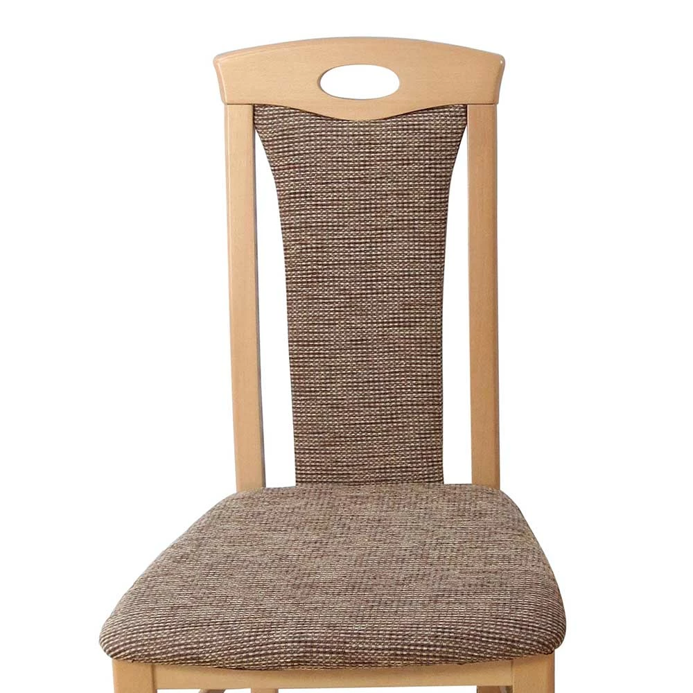 Küchenstühle in Buche & Braun - Beno (2er Set) Küchenstühle In Buche & Braun - Beno (2er Set) -Dariana shop kuechenstuehle in buche braun aus massivholz strukturstoff beno 02