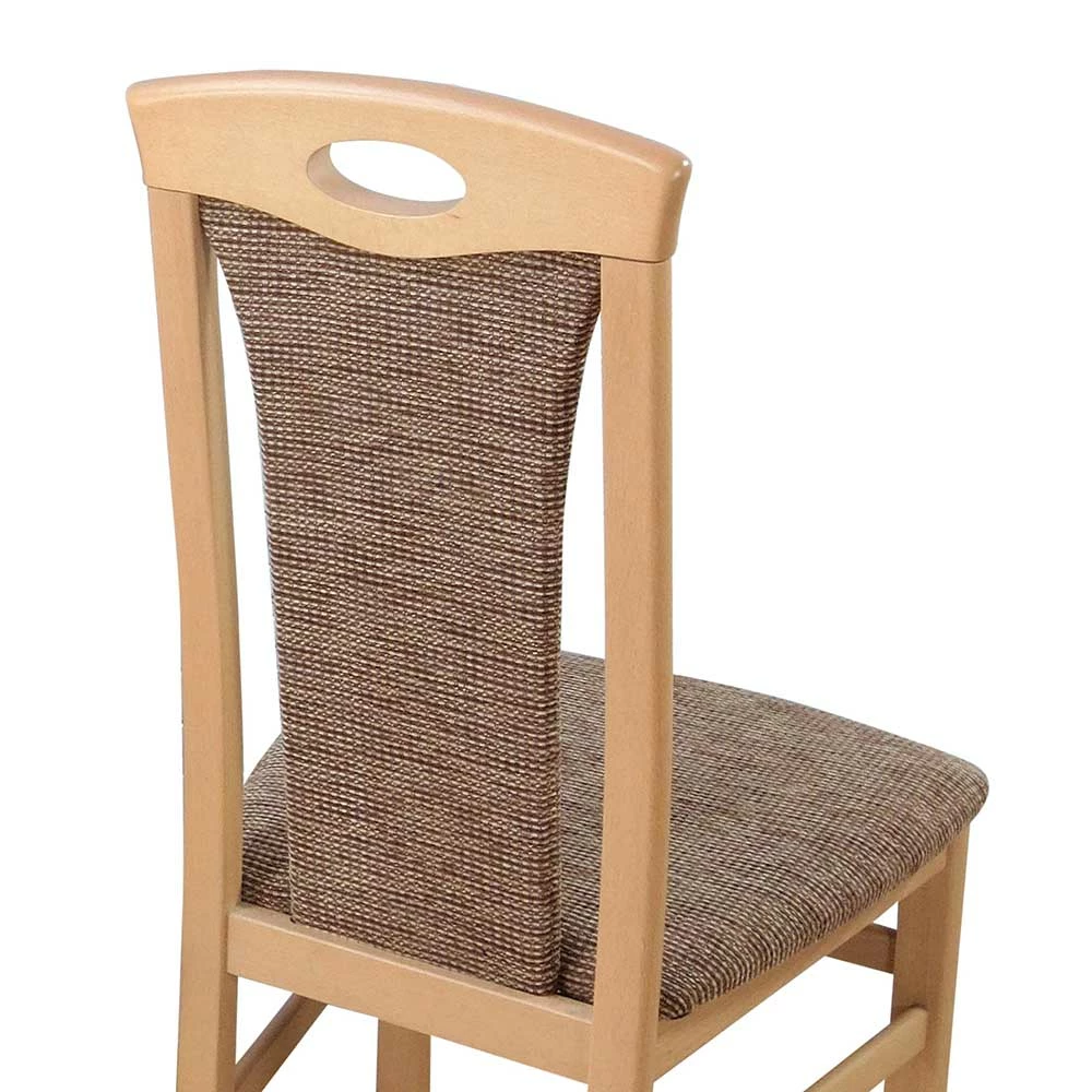 Küchenstühle in Buche & Braun - Beno (2er Set) Küchenstühle In Buche & Braun - Beno (2er Set) -Dariana shop kuechenstuehle in buche braun aus massivholz strukturstoff beno 03