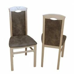 Küchenstuhl In Vintage Braun Microfaser Foskany & Buchefarben (2er Set)