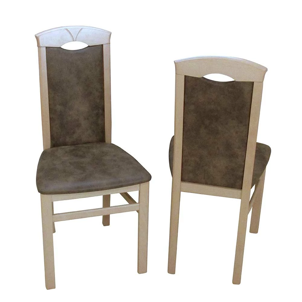 Küchenstuhl in Vintage Braun Microfaser Foskany & Buchefarben (2er Set) Küchenstuhl In Vintage Braun Microfaser Foskany & Buchefarben (2er Set) -Dariana shop kuechenstuhl in vintage braun microfaser buchefarben foskany f