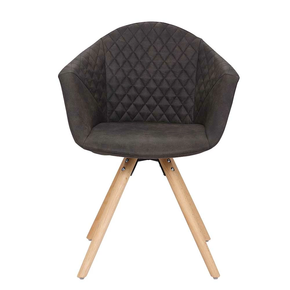 Kunstleder Armlehnstühle in Anthrazit - Rocca (2er Set) Kunstleder Armlehnstühle In Anthrazit - Rocca (2er Set) -Dariana shop kunstleder armlehnstuehle in anthrazit mit holzgestell rocca 01