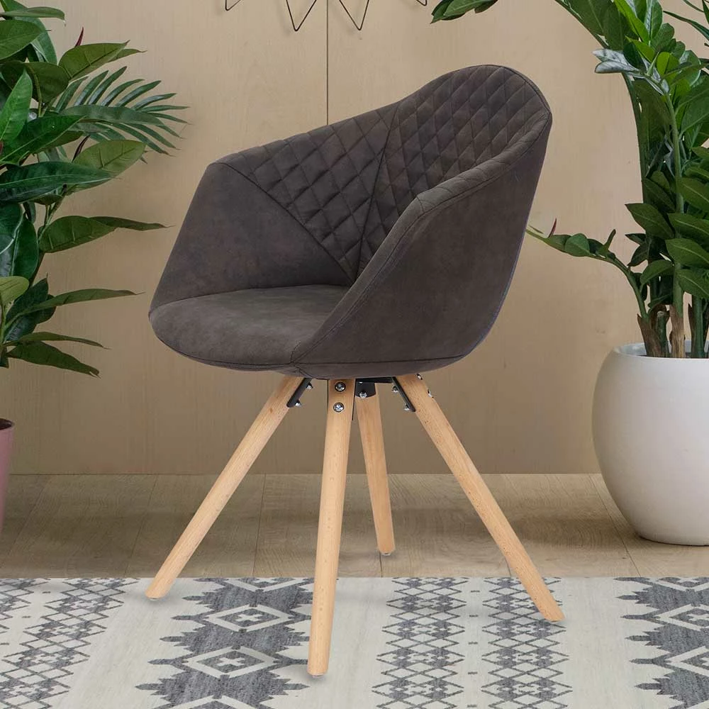 Kunstleder Armlehnstühle in Anthrazit - Rocca (2er Set) Kunstleder Armlehnstühle In Anthrazit - Rocca (2er Set) -Dariana shop kunstleder armlehnstuehle in anthrazit mit holzgestell rocca 02