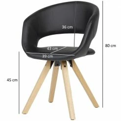 Kunstleder Design Tischsessel In Schwarz & Natur - Ivuma -Dariana shop kunstleder design tischsessel in schwarz natur holzgestell gummibaum ivuma 03