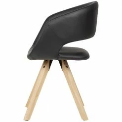 Kunstleder Design Tischsessel In Schwarz & Natur - Ivuma -Dariana shop kunstleder design tischsessel in schwarz natur holzgestell gummibaum ivuma 04