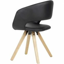 Kunstleder Design Tischsessel In Schwarz & Natur - Ivuma -Dariana shop kunstleder design tischsessel in schwarz natur holzgestell gummibaum ivuma 05