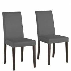 Kunstleder Stühle In Grau Mit Wenge - Burina (2er Set) -Dariana shop kunstleder stuehle in grau mit wenge kiefer massivholz burina 02