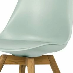 Kunststoff-Schalenstuhl In Graugrün Mit Kunstleder Orcia & Eiche Beinen (2er Set) -Dariana shop kunststoff schalenstuhl in graugruen mit kunstleder eiche beinen orcia 04