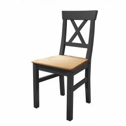 Landhausstuhl Aus Holz In Grau & Eichefarben - Ustricia