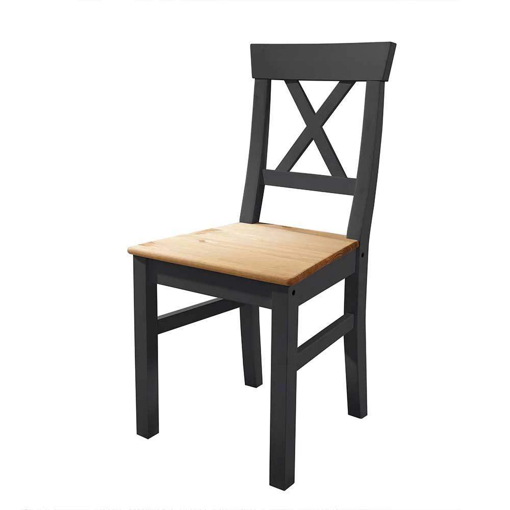 Landhausstuhl Aus Holz In Grau & Eichefarben - Ustricia