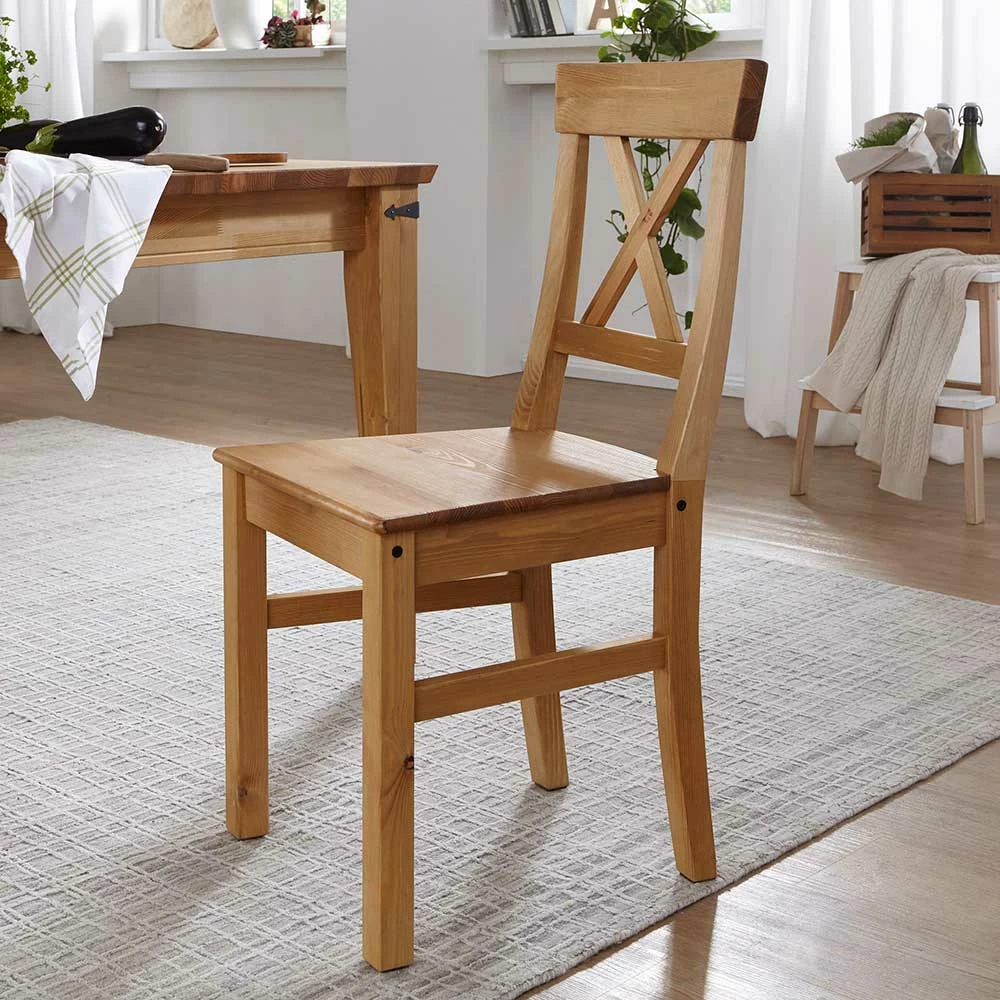 Massiver Landhaus Stuhl In Eichefarben - Xulan - Image 2