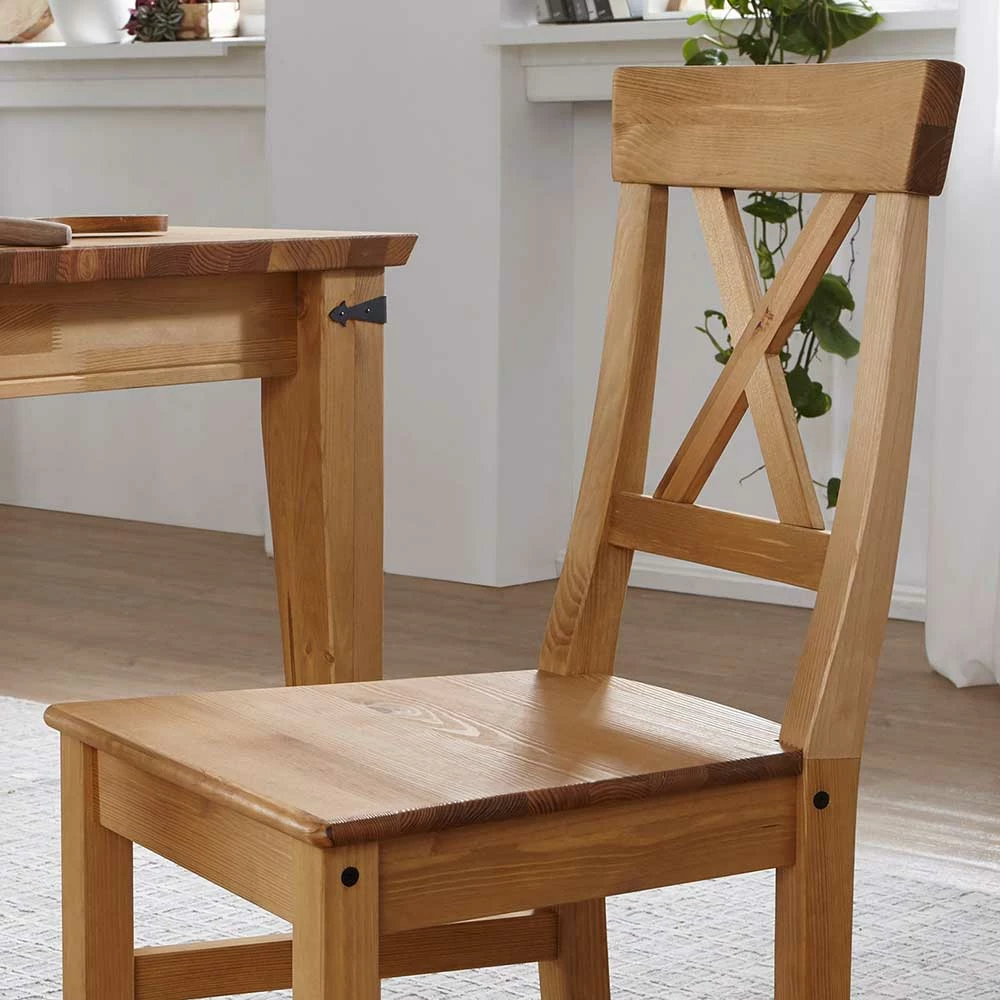 Massiver Landhaus Stuhl In Eichefarben - Xulan - Image 5
