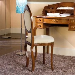 Medaillonstuhl In Creme & Nussbaum Natale Aus Massivholz