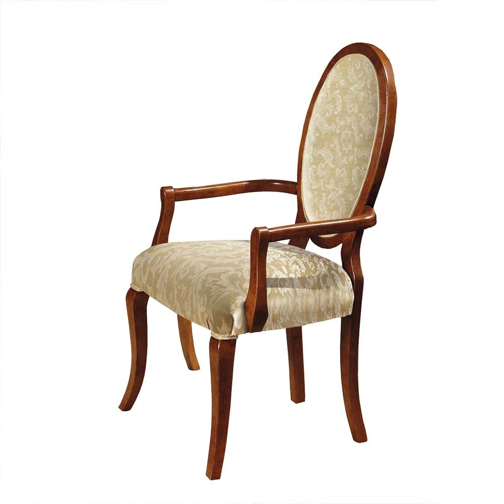 Medaillonstuhl mit Armlehnen - Motiz Medaillonstuhl Mit Armlehnen - Motiz -Dariana shop medaillonstuhl mit armlehnen in beige stoff holz in nussbaum motiz f