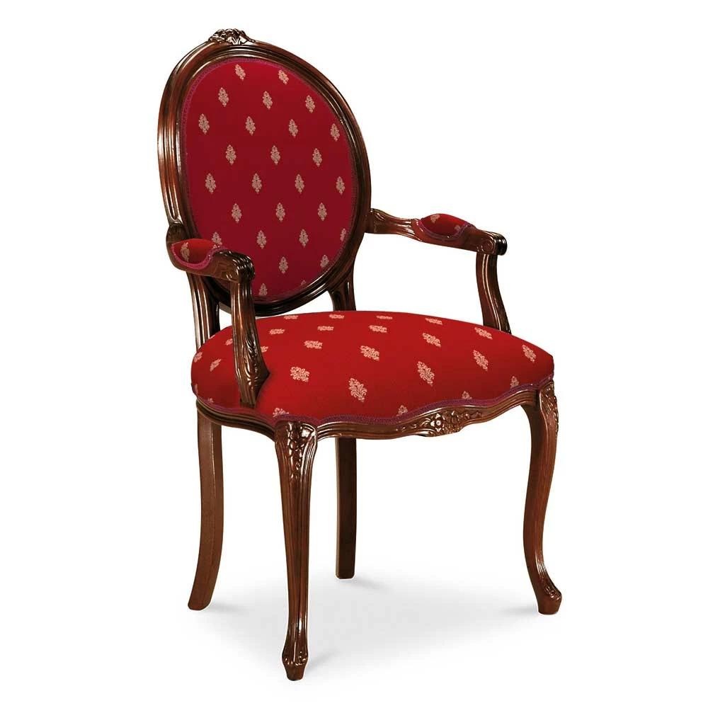 Medaillonstuhl Mit Armlehnen In Nussbaum & Rot - Adagiona - Image 2
