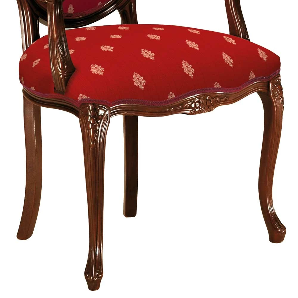 Medaillonstuhl Mit Armlehnen In Nussbaum & Rot - Adagiona - Image 4