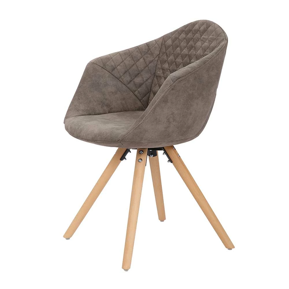 Moderner Esstisch Sessel in Taupe - Gozos (2er Set) Moderner Esstisch Sessel In Taupe - Gozos (2er Set) -Dariana shop moderner esstisch sessel in taupe kunstleder mit buche gozos f