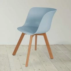 Moderner Schalenstuhl In Graublau - Badry (4er Set) 4 Moderner Schalenstuhl In Graublau - Badry (4er Set) -Dariana shop moderner schalenstuhl in graublau mit holz gestell buche badry 02