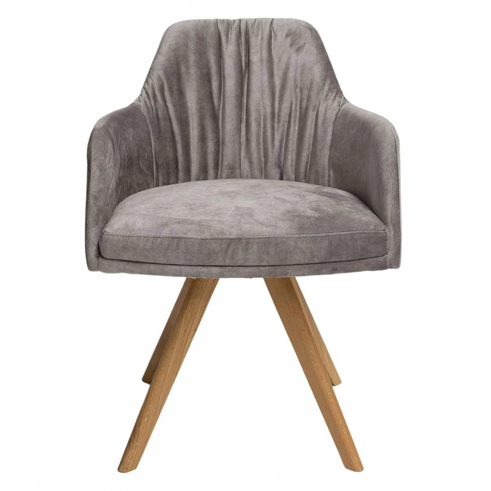 Moderner Tischsessel Aus Velours Grau - Faunatia - Image 2