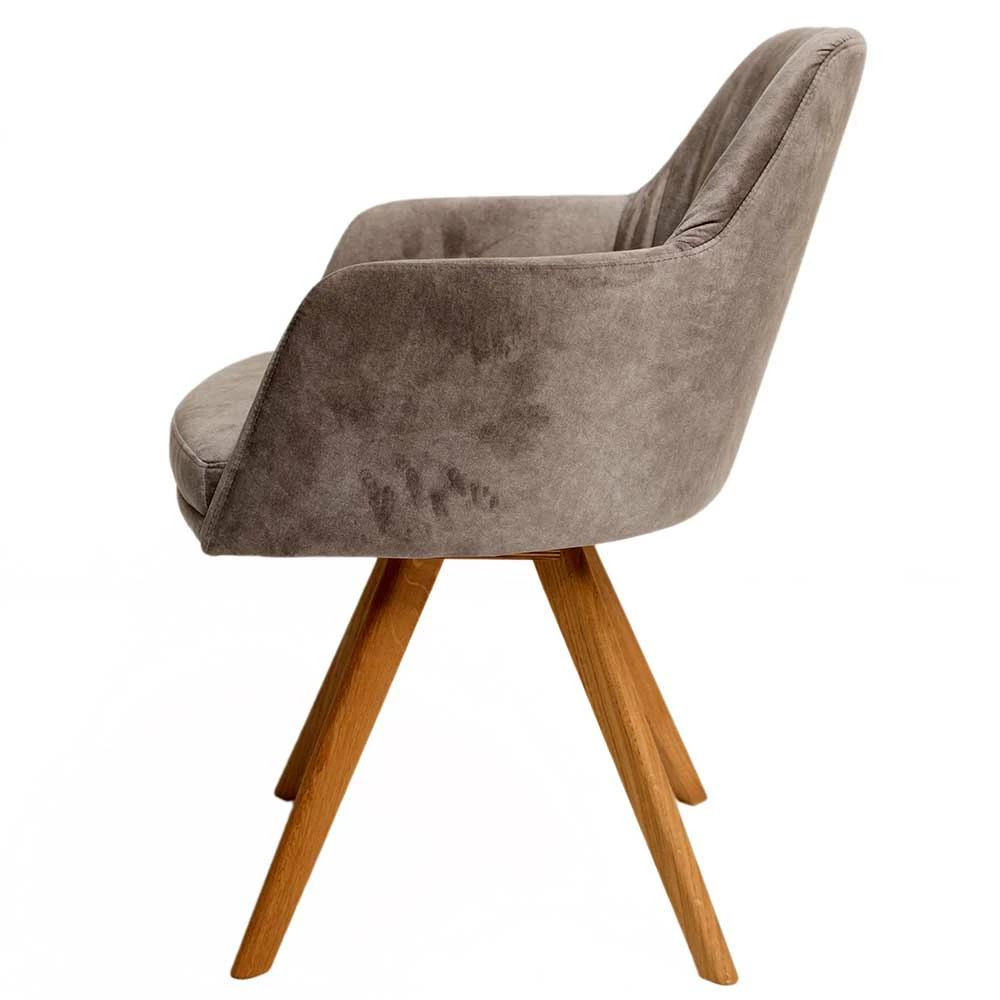 Moderner Tischsessel Aus Velours Grau - Faunatia - Image 3