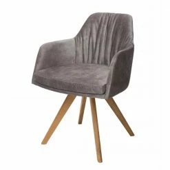 Moderner Tischsessel Aus Velours Grau - Faunatia