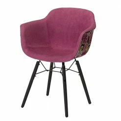 Pinker Retro Schalenstuhl Mit Blumen - Carola (2er Set)