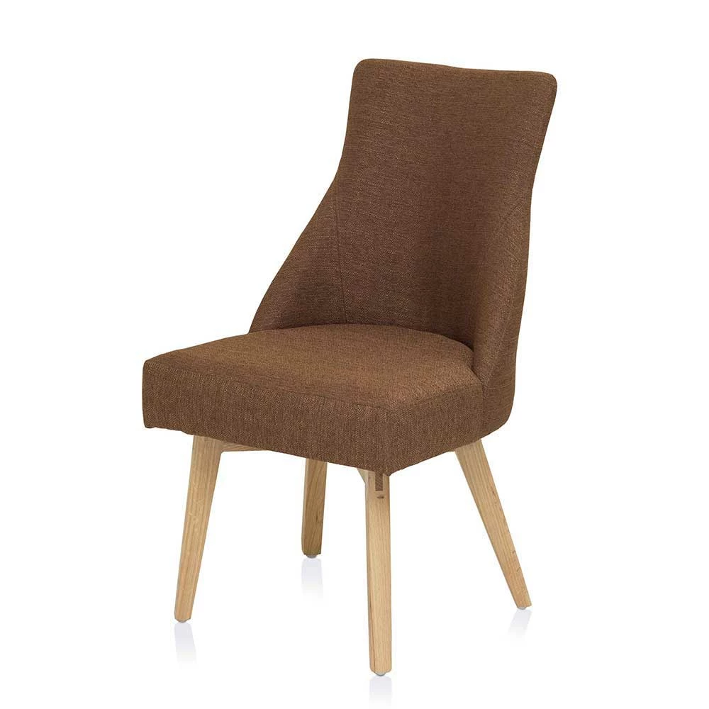 Polster Stoff Stuhl in Braun hell - Uladan (2er Set) Polster Stoff Stuhl In Braun Hell - Uladan (2er Set) -Dariana shop polster stoff stuhl in braun hell eiche massivholzgestell uladan 01