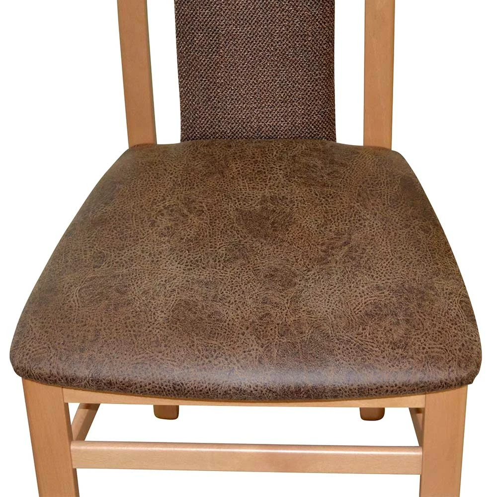 Polsterstühle aus Buchenholz - Bigova (2er Set) Polsterstühle Aus Buchenholz - Bigova (2er Set) -Dariana shop polsterstuehle aus buchenholz mit strukturstoff kunstleder in braun bigova 05