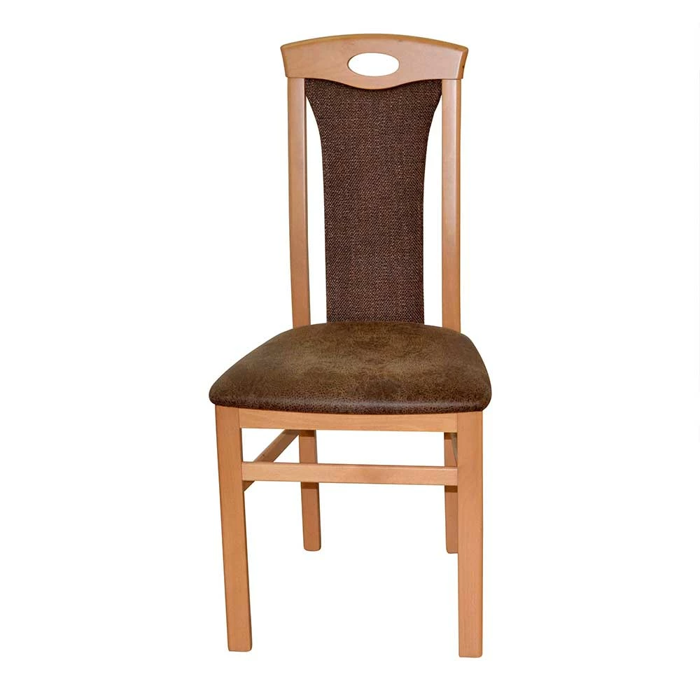 Polsterstühle aus Buchenholz - Bigova (2er Set) Polsterstühle Aus Buchenholz - Bigova (2er Set) -Dariana shop polsterstuehle aus buchenholz mit strukturstoff kunstleder in braun bigova f