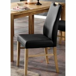 Polsterstühle Aus Schwarzem Kunstleder - Zurana (2er Set) -Dariana shop polsterstuehle aus schwarzem kunstleder mit echtholz wildeiche zurana 03