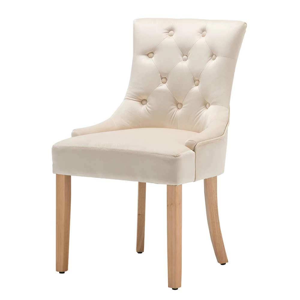 Polsterstühle in Creme & Natur - Karama (2er Set) Polsterstühle In Creme & Natur - Karama (2er Set) -Dariana shop polsterstuehle in creme natur aus samt gummibaumholz karama f